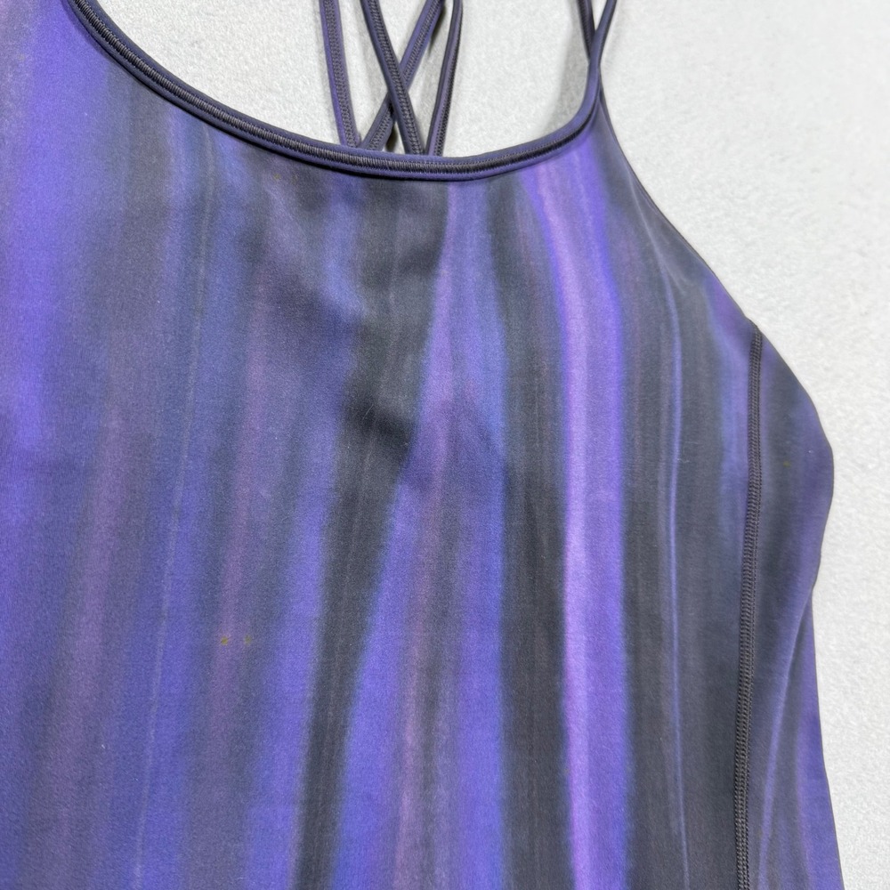 Lululemon Power Y Tank Top Purple Black Ombre Striped Shelf Bra Cami Womens 6
